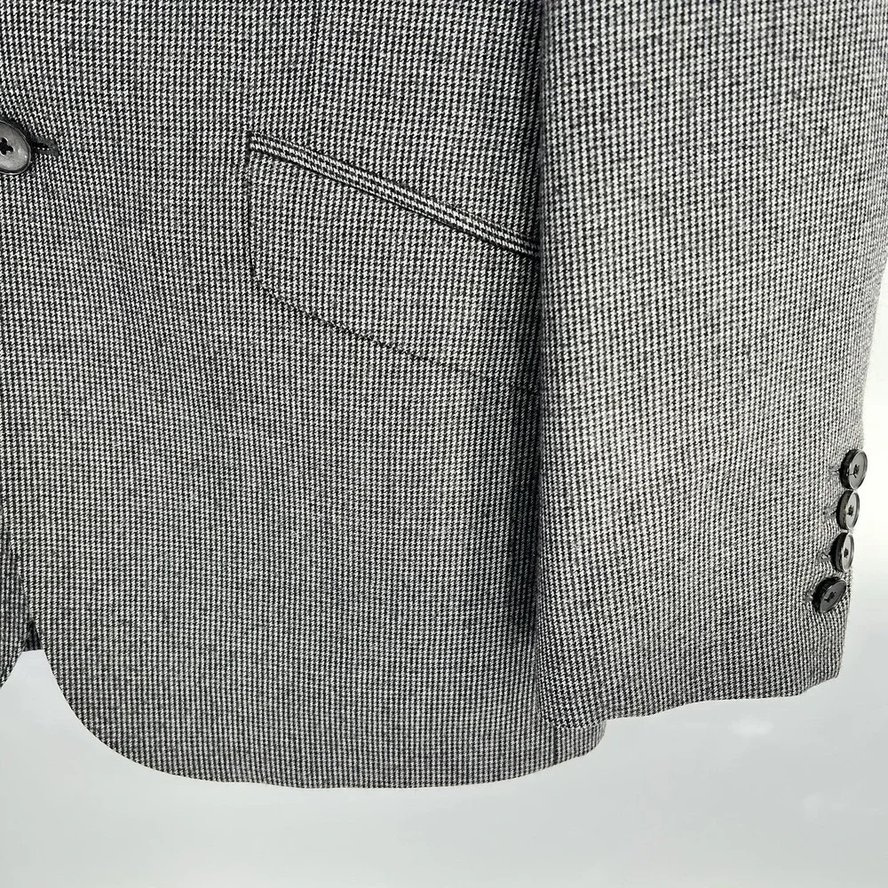 Charles Tyrwhitt Mens‎ Sport Coat Black Check Yorkshire Tweed Wool Slim Fit 38S